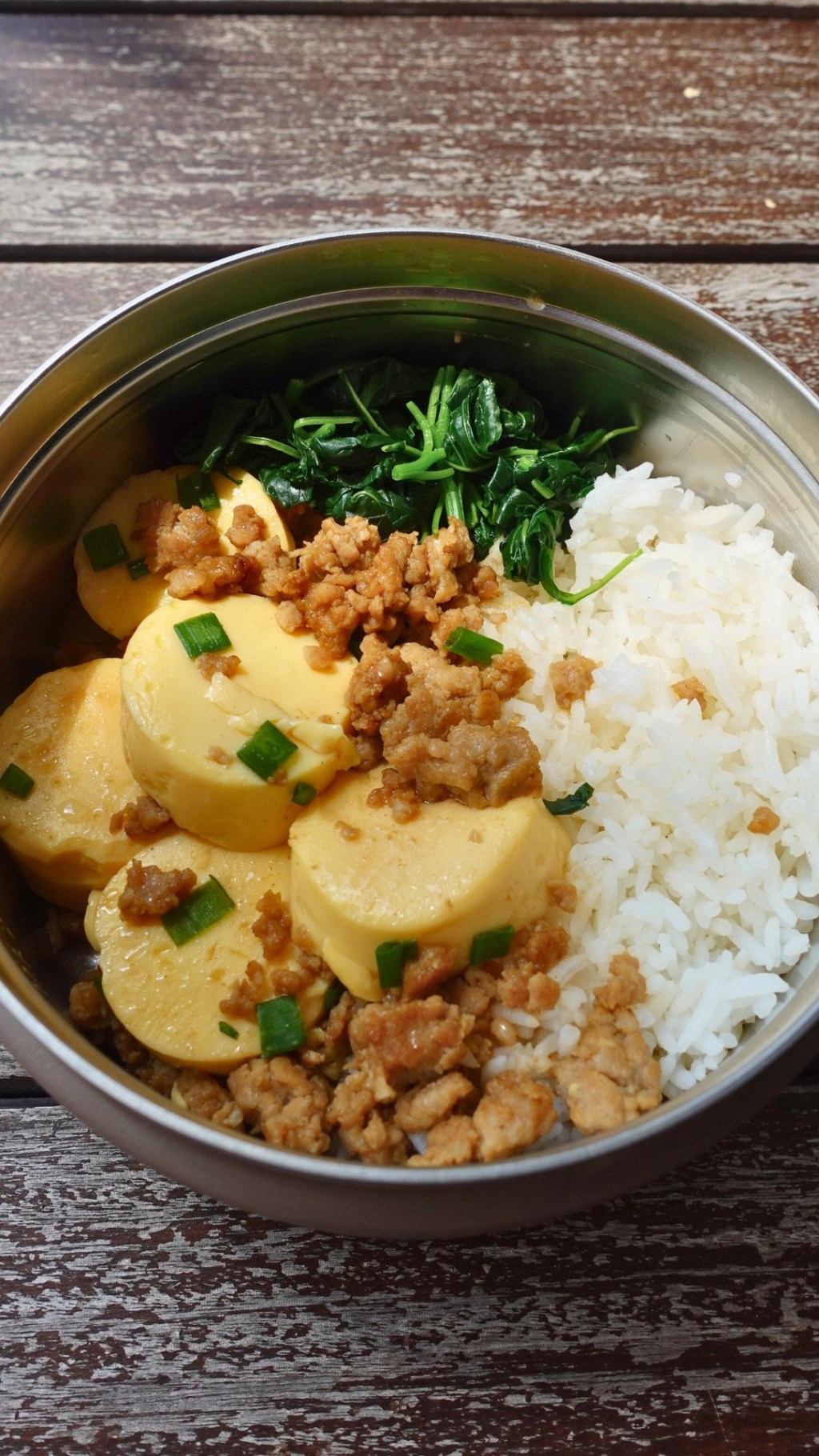 Egg Tofu and Minced Meat&nbsp;Bento